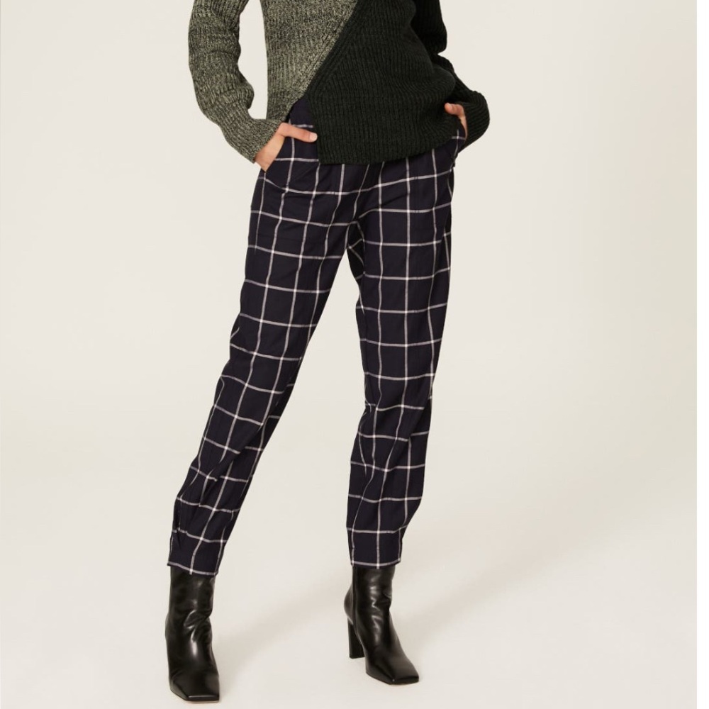 Derek Lam Navy and White Checkered Trousers